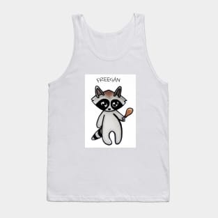 Freegan Raccoon on White Tank Top